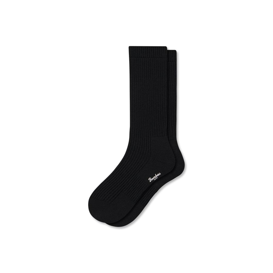 Men's Merino Cashmere Blend Fine Rib Calf Socks - Soft Trail Rotation