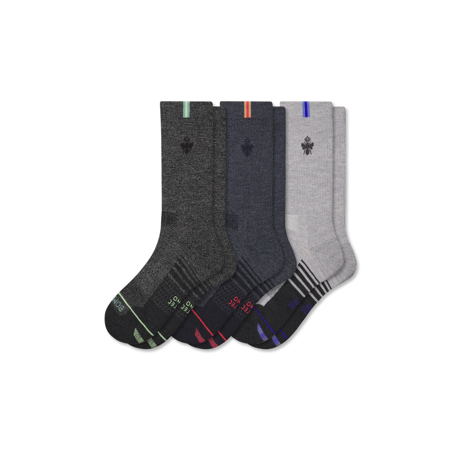 Men's Merino Wool Blend Run Calf Sock 3-Pack - Comfort No Show Step