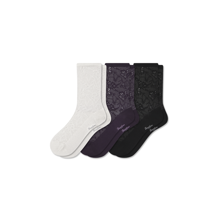 Women’s Floral Lace Half Calf Sock 3-Pack - Everyday Trail Support