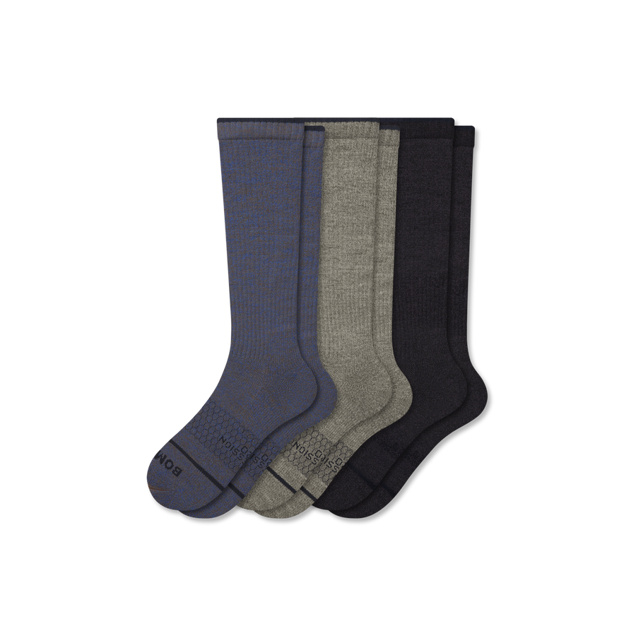 Men's Merino Wool Blend Everyday Compression Knee High Socks 3-Pack (15-20mmHg) - Strong Move