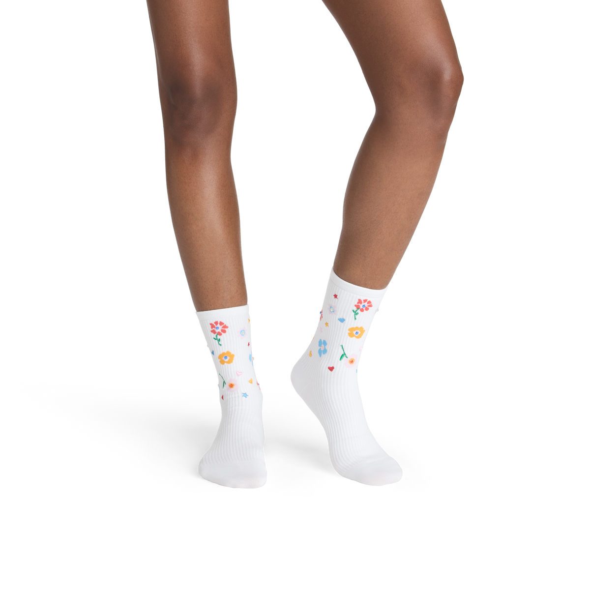 Lightweight Ribbed Half Calf Socks - White WO1 [10344]