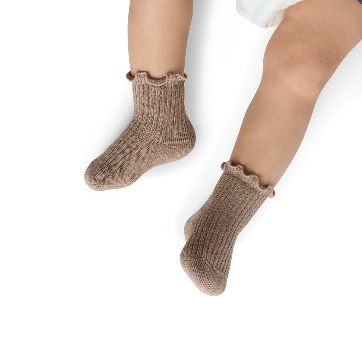 Baby Frilly Calf Socks (0-6 months) - stone fawn htr BO1 [10424]