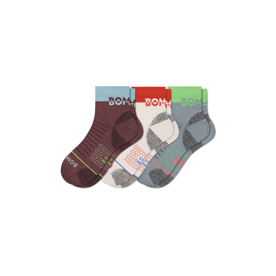 Men's Merino Wool Blend Hiking Quarter Sock 3-Pack - Comfort Travel Support
