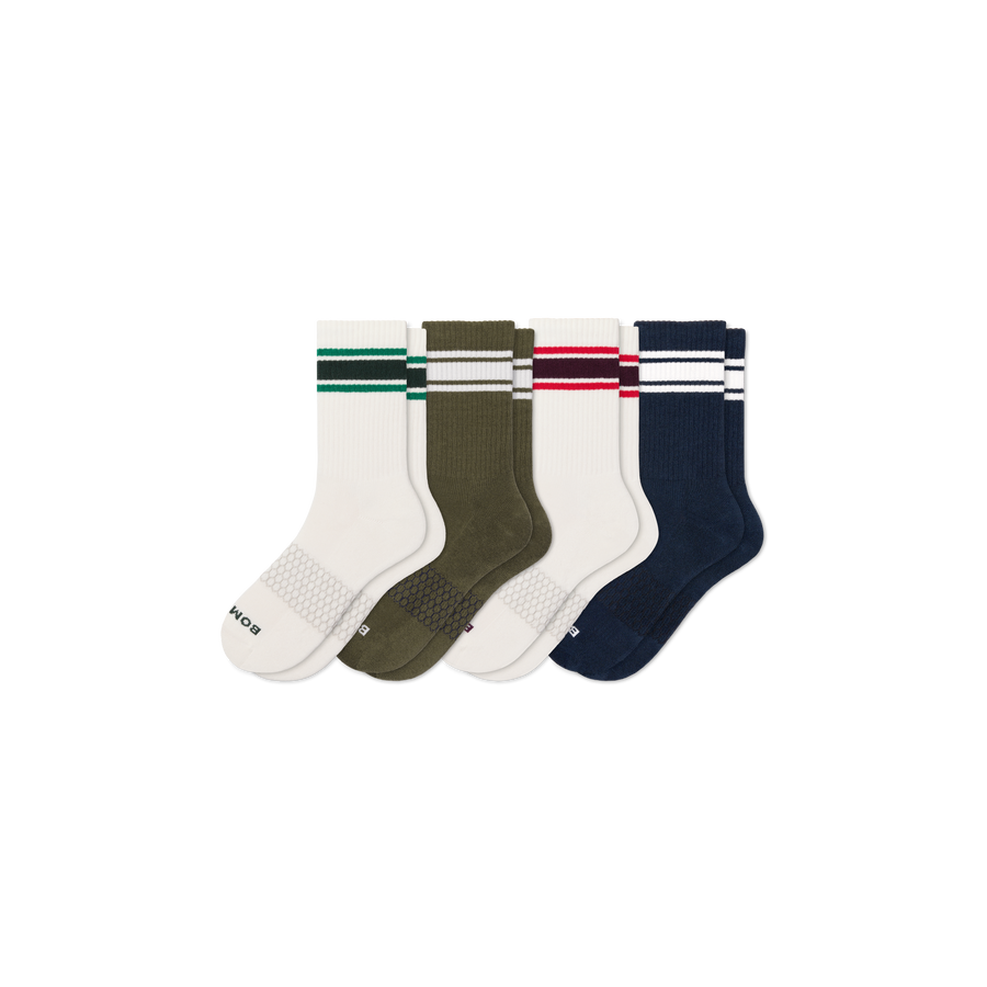 Men's Vintage Stripes Half Calf Sock 4-Pack - Modern Weekend Wear