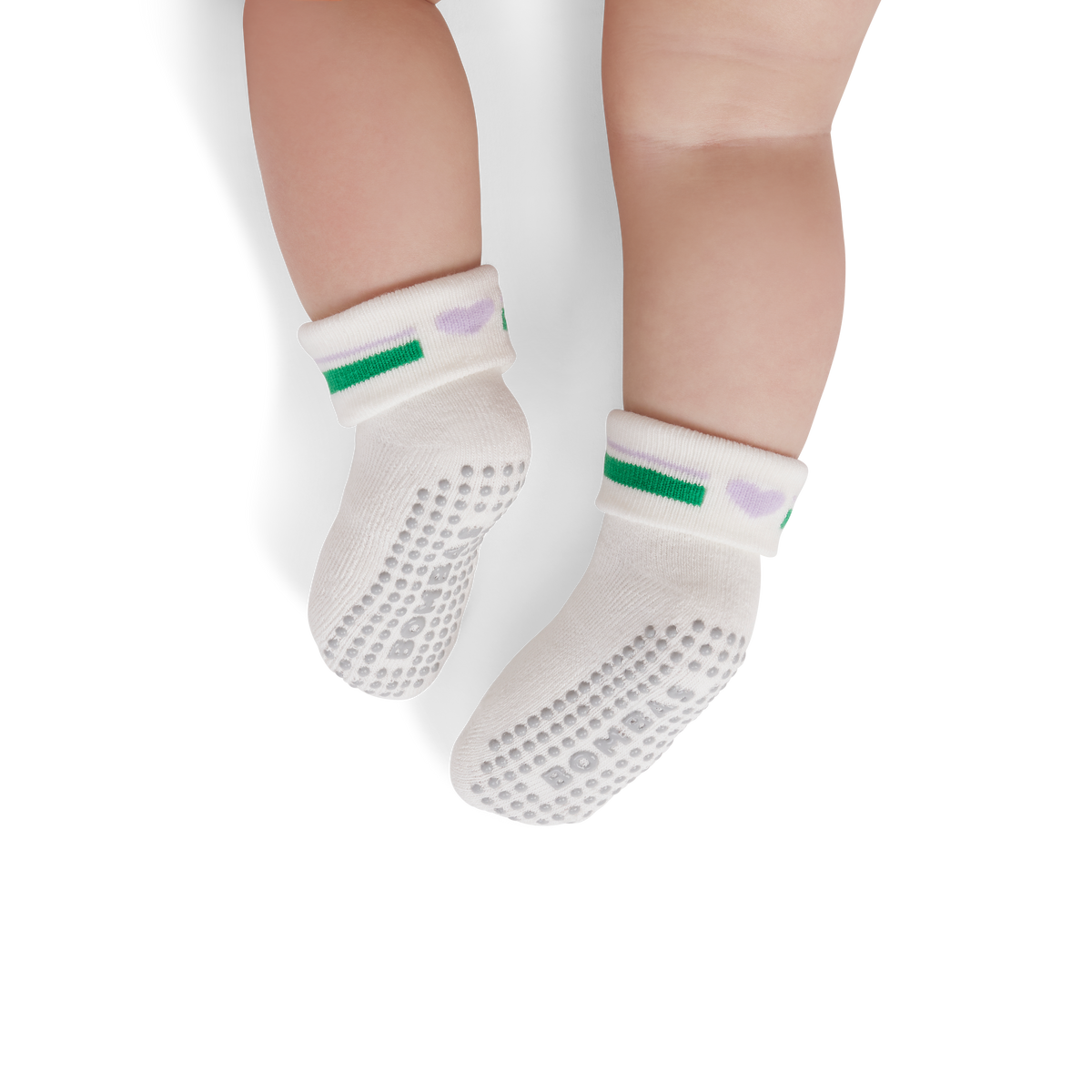 Valentine's Gripper Calf Socks (6-12 Months) - Soft White / Jungle BO1 [8656]