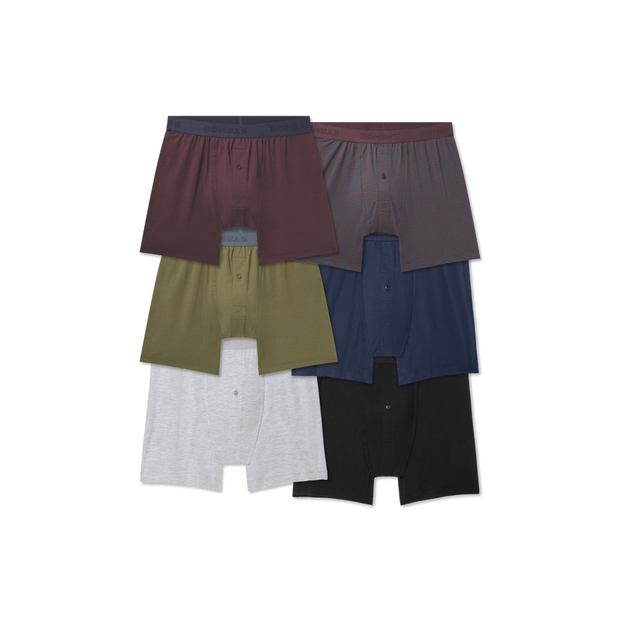 Men's Cotton Modal Blend Boxer 6-Pack - Gentle Stretch Wear