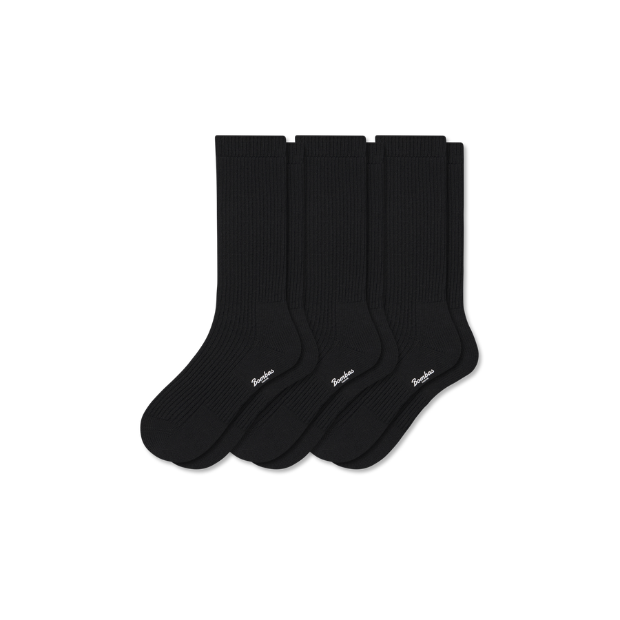 Women's Merino Cashmere Blend Fine Rib Calf Sock 3-Pack - Cushion Everyday Wear