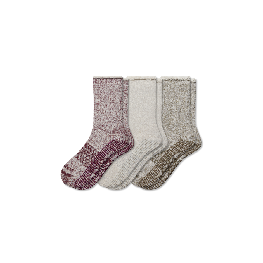 Men’s Roll-Top Merino Blend Gripper House Sock 3-Pack - Easy Trail Rotation