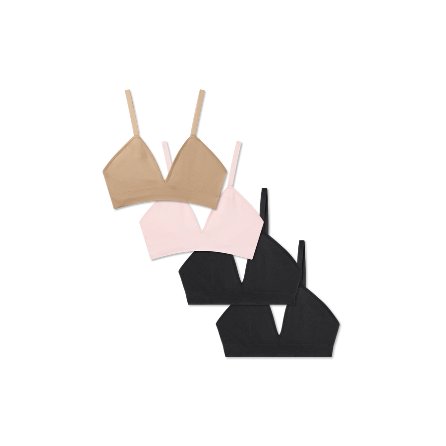 Women's Seamless Triangle Bralette 4-Pack - Soft Support Comfort