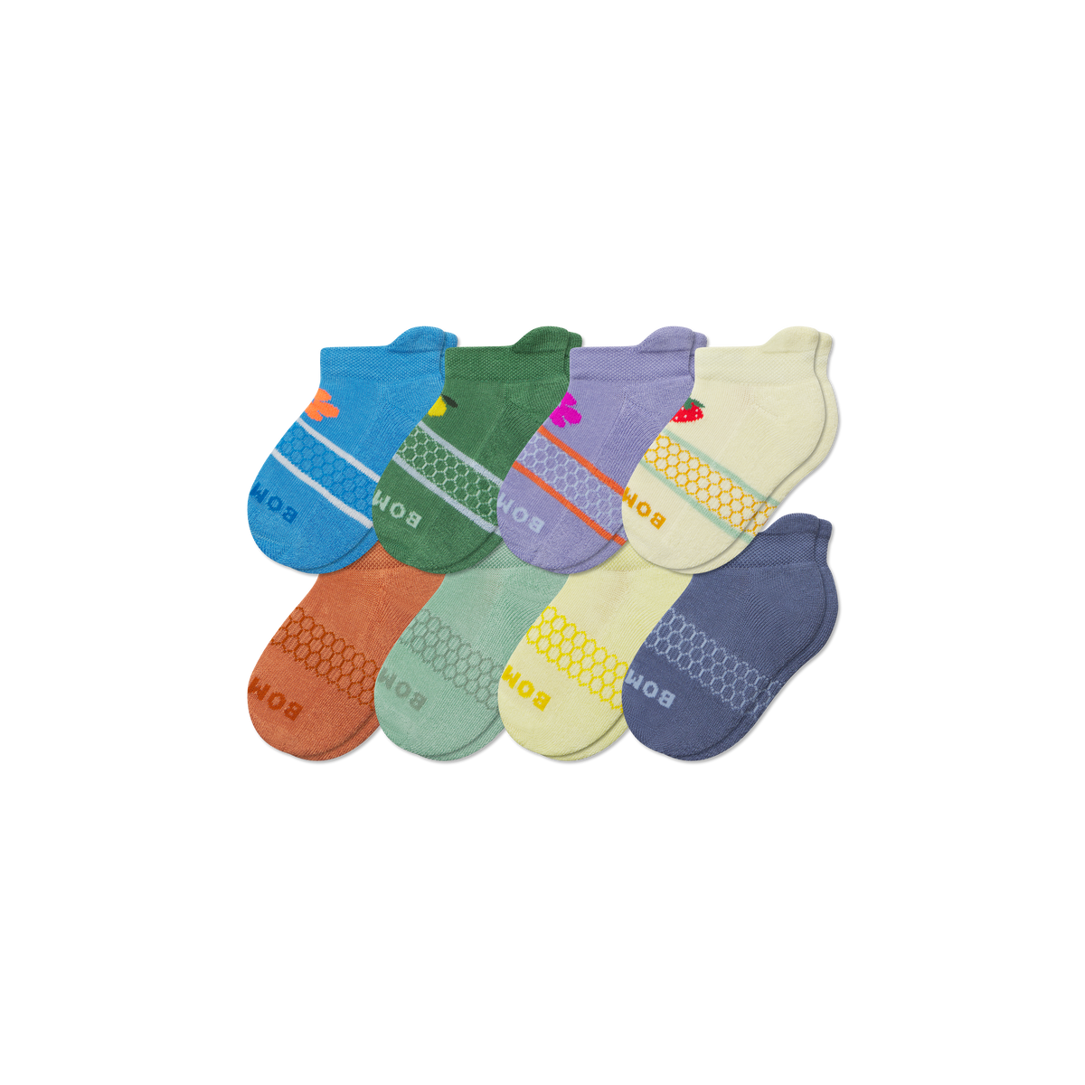 Junior Ankle Sock 8-Pack - jade blue floral mix L