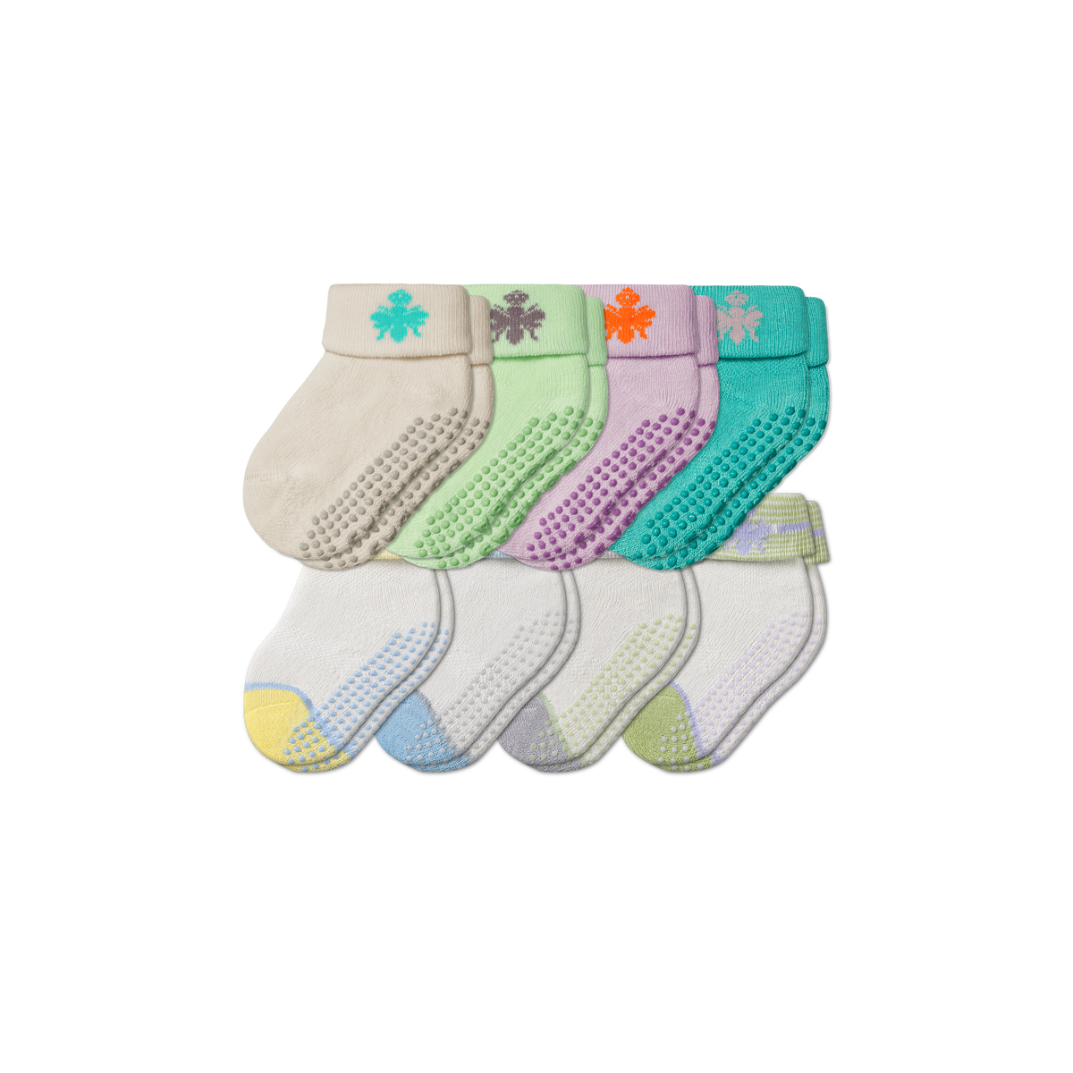 Baby Gripper Socks 8-Pack (6-12 Months) Lavender Solids Mix L