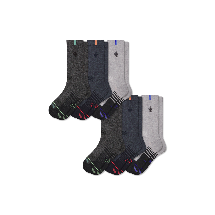 Men's Merino Wool Blend Run Calf Sock 6-Pack - Fresh Studio Support