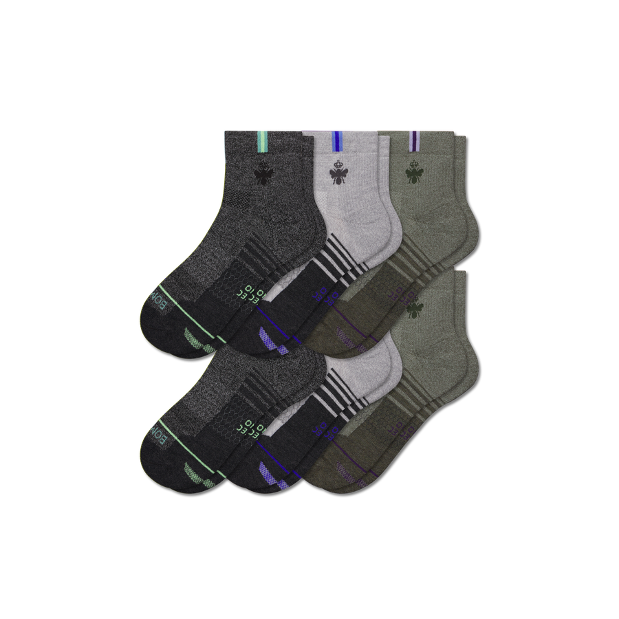 Women's Merino Wool Blend Run Quarter Sock 6-Pack - Cushion Low Cut Move