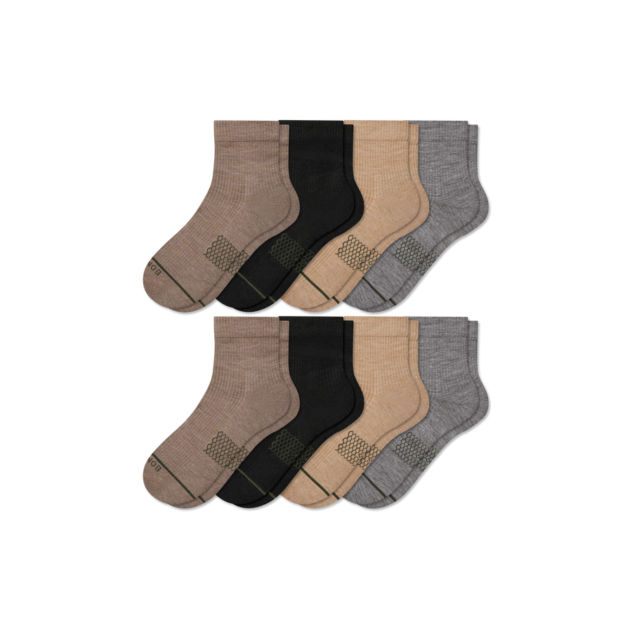 Men's Merino Wool Blend Modern Rib Quarter Sock 8-Pack - Steady Recovery Step