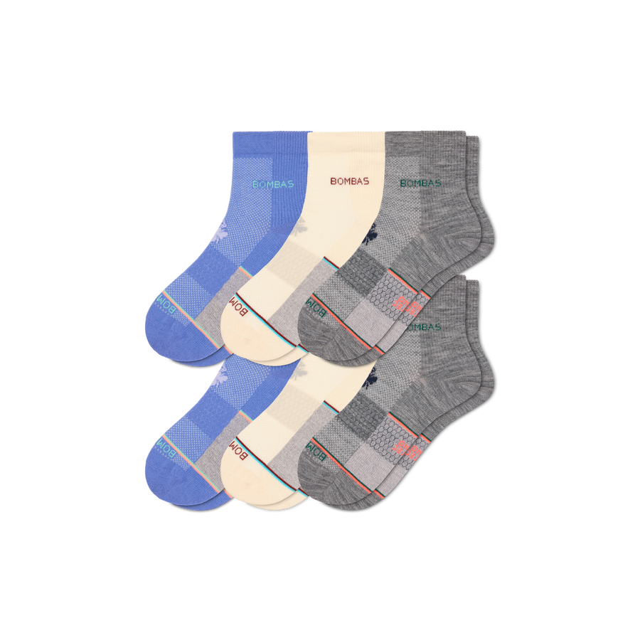 Women's UltraLite Sport Merino Wool Blend Quarter Sock 6-Pack - Daily Everyday Step